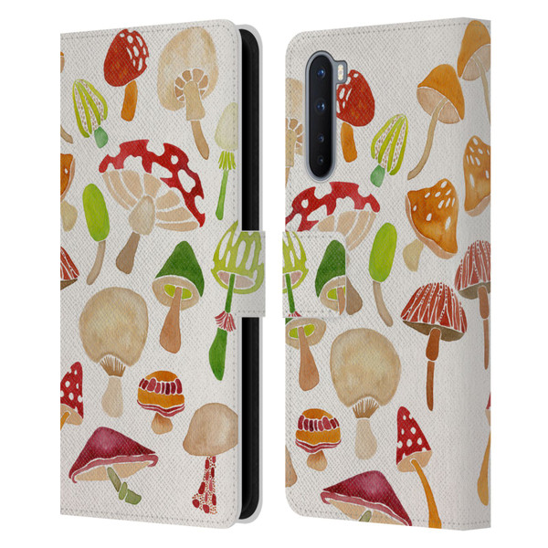 Cat Coquillette Nature Mushrooms Leather Book Wallet Case Cover For OnePlus Nord 5G