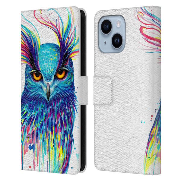 Pixie Cold Animals Into The Blue Leather Book Wallet Case Cover For Apple iPhone 14 Plus