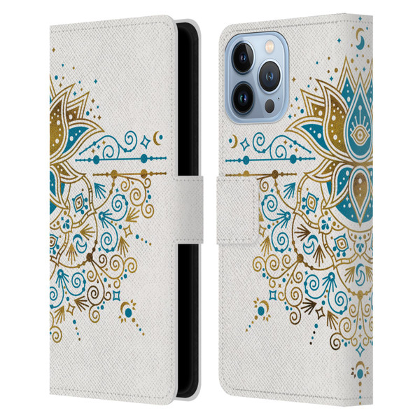 Cat Coquillette Patterns 6 Lotus Bloom Mandala 4 Leather Book Wallet Case Cover For Apple iPhone 13 Pro Max
