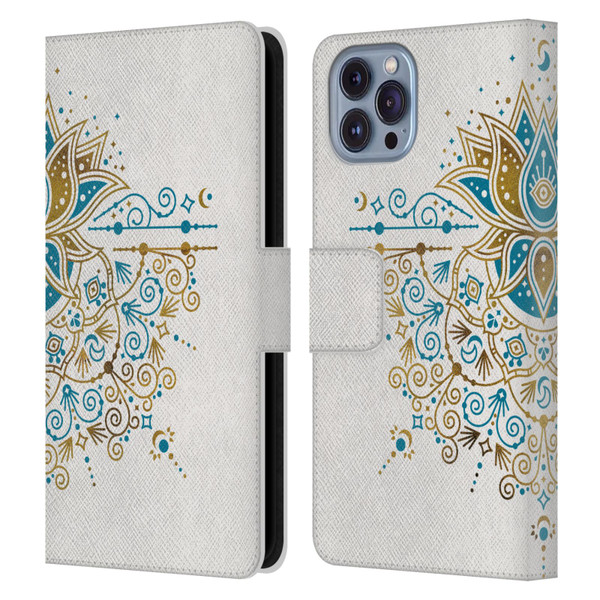 Cat Coquillette Patterns 6 Lotus Bloom Mandala 4 Leather Book Wallet Case Cover For Apple iPhone 14