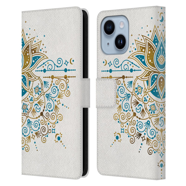 Cat Coquillette Patterns 6 Lotus Bloom Mandala 4 Leather Book Wallet Case Cover For Apple iPhone 14 Plus