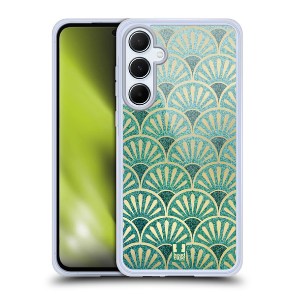Head Case Designs Textured Art Deco Patterns Feathers Soft Gel Case for Samsung Galaxy A55 5G