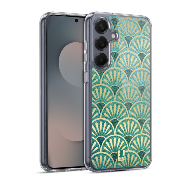 Head Case Designs Textured Art Deco Patterns Feathers Soft Gel Case for Samsung Galaxy S25 & MagSafe