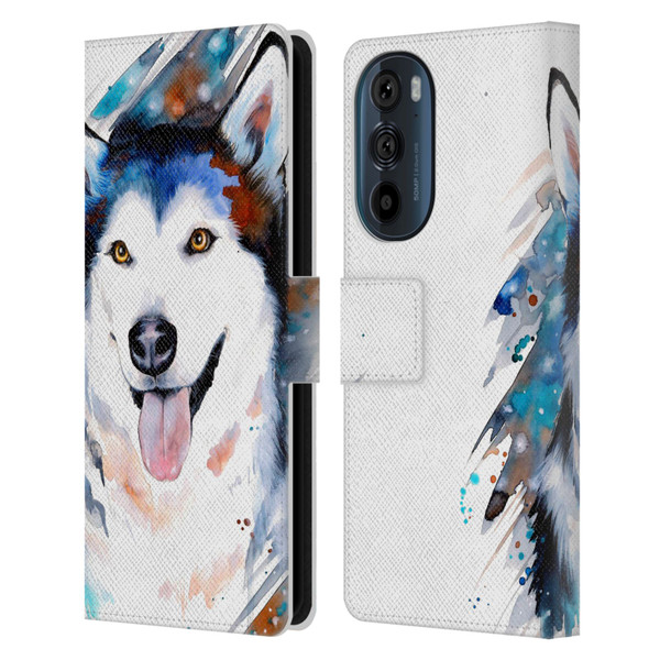 Pixie Cold Animals Husky Leather Book Wallet Case Cover For Motorola Edge 30