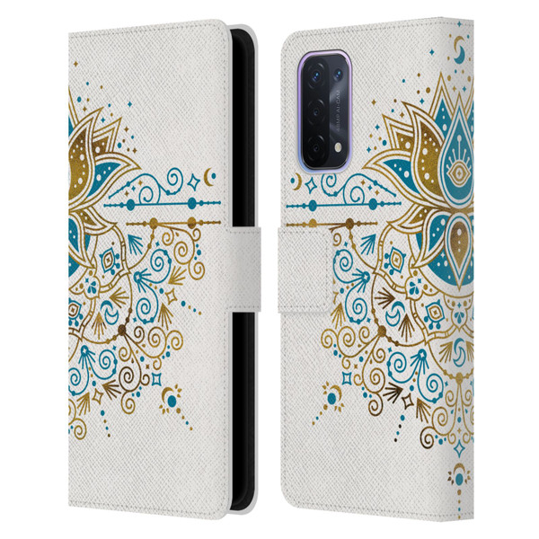 Cat Coquillette Patterns 6 Lotus Bloom Mandala 4 Leather Book Wallet Case Cover For OPPO A54 5G