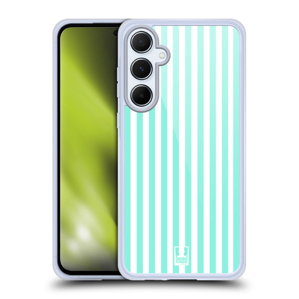 Head Case Designs Vertical Stripes Mint Soft Gel Case for Samsung Galaxy A55 5G