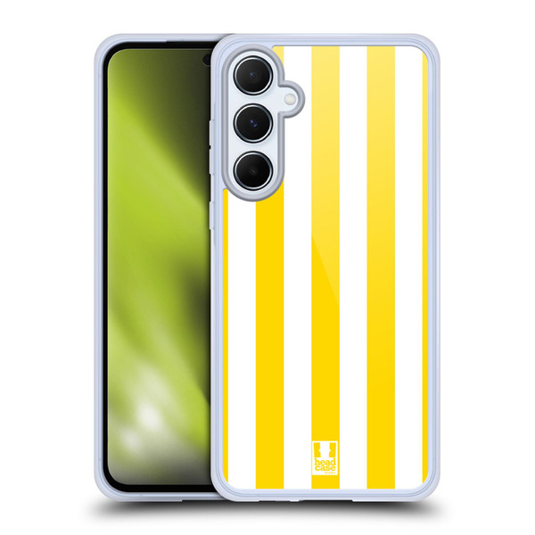 Head Case Designs Vertical Stripes Yellow Soft Gel Case for Samsung Galaxy A55 5G