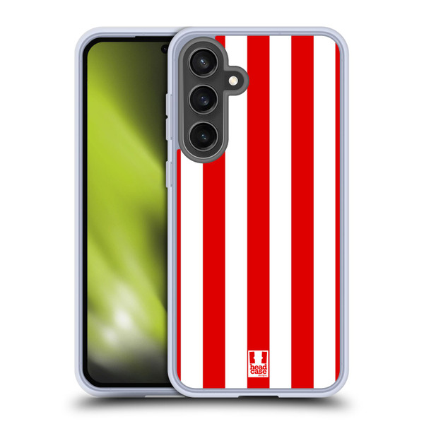 Head Case Designs Vertical Stripes Cherry Red Soft Gel Case for Samsung Galaxy S24 FE & MagSafe