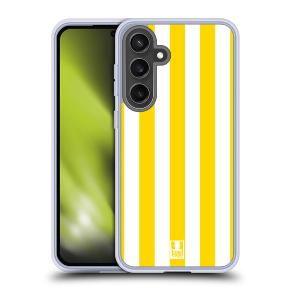 Head Case Designs Vertical Stripes Yellow Soft Gel Case for Samsung Galaxy S24 FE & MagSafe