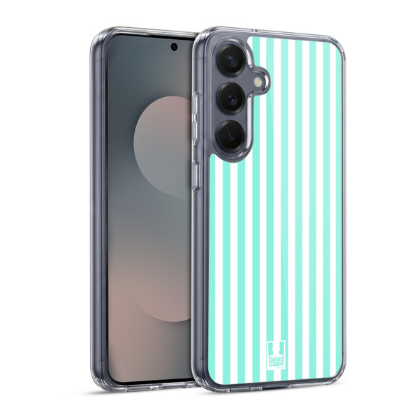 Head Case Designs Vertical Stripes Mint Soft Gel Case for Samsung Galaxy S25 & MagSafe