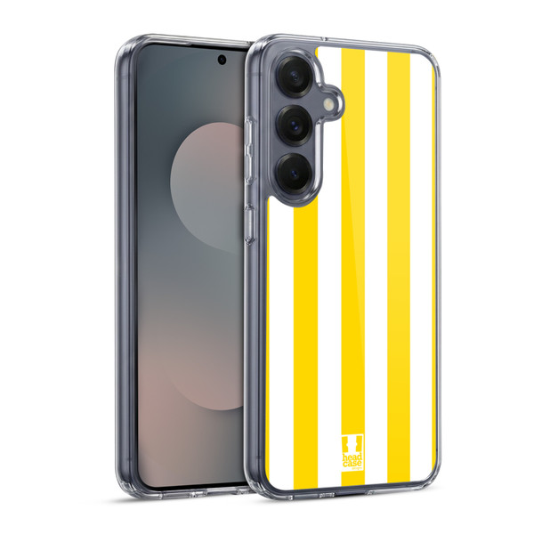 Head Case Designs Vertical Stripes Yellow Soft Gel Case for Samsung Galaxy S25 & MagSafe