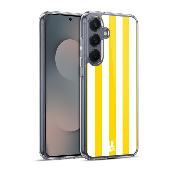 Head Case Designs Vertical Stripes Yellow Soft Gel Case for Samsung Galaxy S25+ & MagSafe