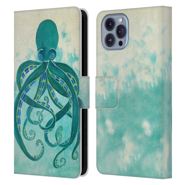 Cat Coquillette Sea Octopus Leather Book Wallet Case Cover For Apple iPhone 14