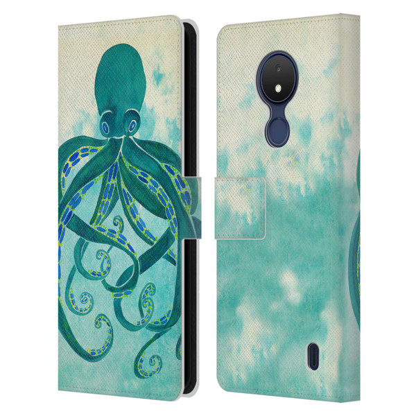 Cat Coquillette Sea Octopus Leather Book Wallet Case Cover For Nokia C21