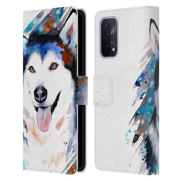 Pixie Cold Animals Husky Leather Book Wallet Case Cover For OPPO A54 5G