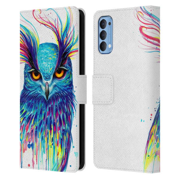 Pixie Cold Animals Into The Blue Leather Book Wallet Case Cover For OPPO Reno 4 5G