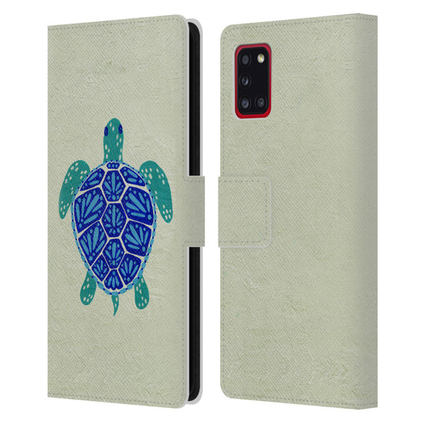 Cat Coquillette Sea Turtle Blue Leather Book Wallet Case Cover For Samsung Galaxy A31 (2020)