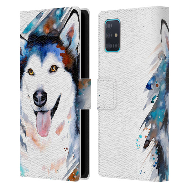 Pixie Cold Animals Husky Leather Book Wallet Case Cover For Samsung Galaxy A51 (2019)