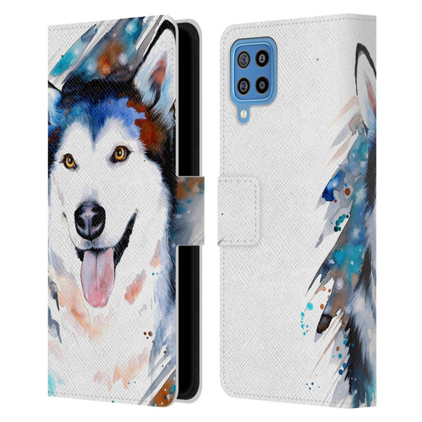 Pixie Cold Animals Husky Leather Book Wallet Case Cover For Samsung Galaxy F22 (2021)