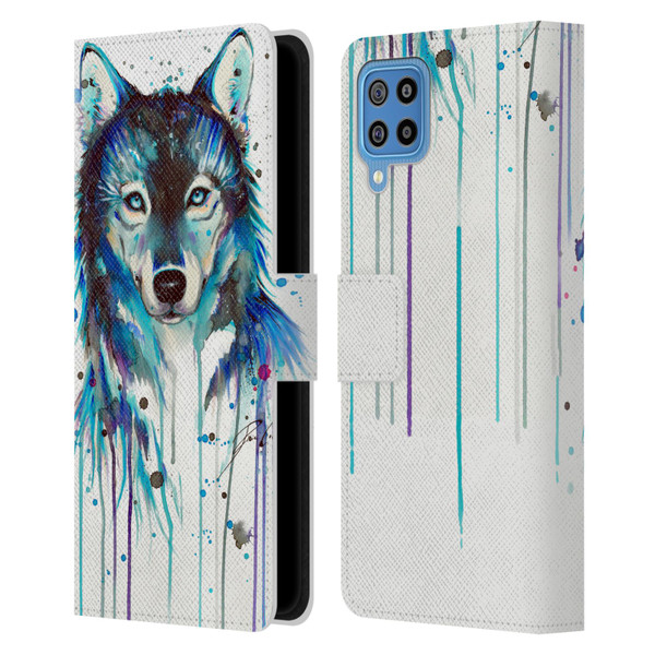 Pixie Cold Animals Ice Wolf Leather Book Wallet Case Cover For Samsung Galaxy F22 (2021)
