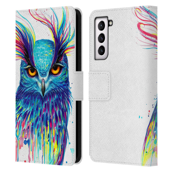 Pixie Cold Animals Into The Blue Leather Book Wallet Case Cover For Samsung Galaxy S21 5G