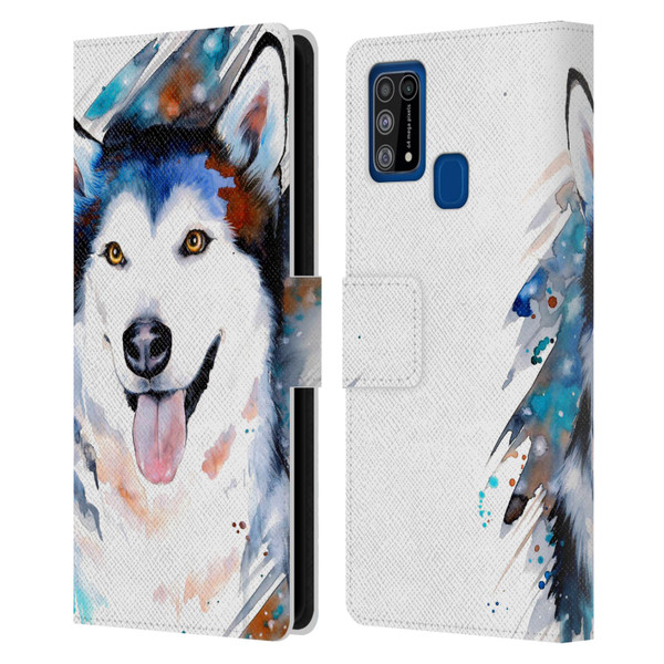 Pixie Cold Animals Husky Leather Book Wallet Case Cover For Samsung Galaxy M31 (2020)