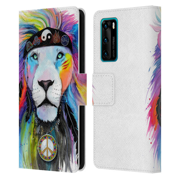 Pixie Cold Cats Hippy Lion Leather Book Wallet Case Cover For Huawei P40 5G