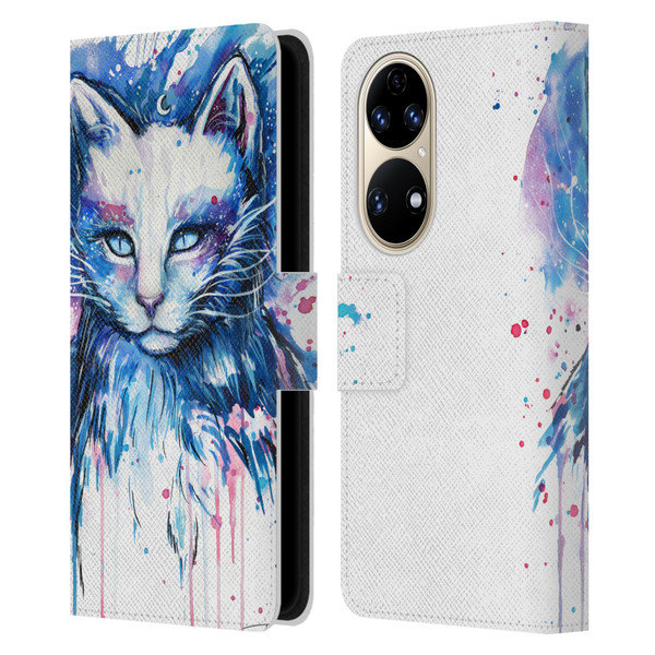 Pixie Cold Cats Space Leather Book Wallet Case Cover For Huawei P50