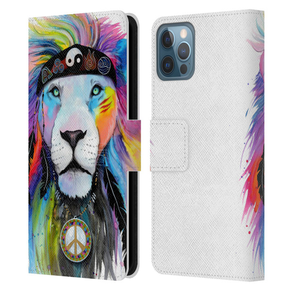 Pixie Cold Cats Hippy Lion Leather Book Wallet Case Cover For Apple iPhone 12 / iPhone 12 Pro