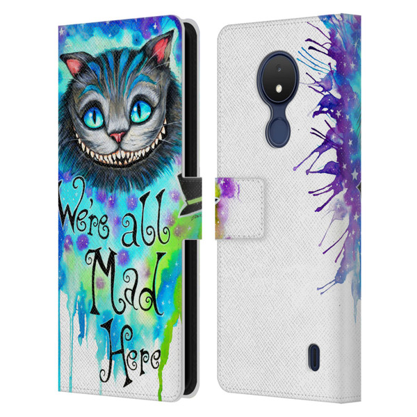 Pixie Cold Cats We Are All Mad Here Leather Book Wallet Case Cover For Nokia C21