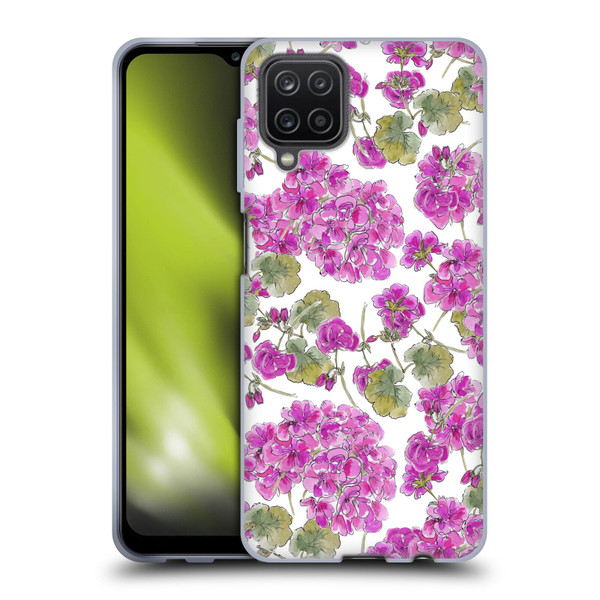 Anis Illustration Flower Pattern 2 Purple Soft Gel Case for Samsung Galaxy A12 (2020)