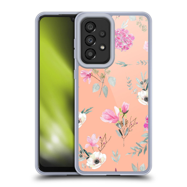 Anis Illustration Flower Pattern 2 Peach Soft Gel Case for Samsung Galaxy A33 5G (2022)