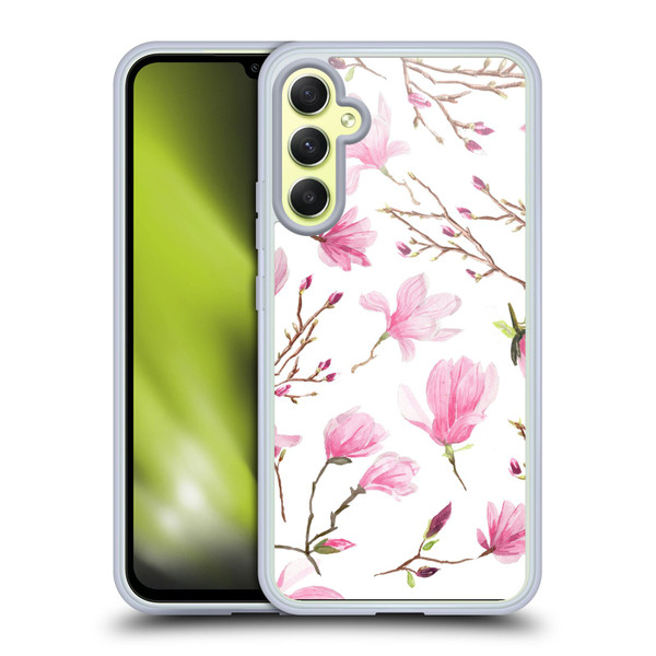 Anis Illustration Flower Pattern 2 Magnolia Soft Gel Case for Samsung Galaxy A34 5G