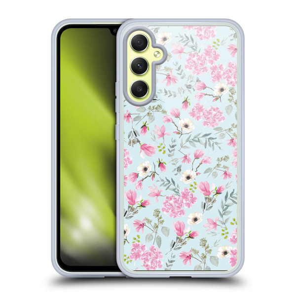 Anis Illustration Flower Pattern 2 Pink Soft Gel Case for Samsung Galaxy A34 5G