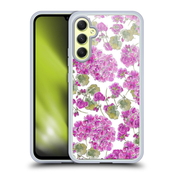 Anis Illustration Flower Pattern 2 Purple Soft Gel Case for Samsung Galaxy A34 5G