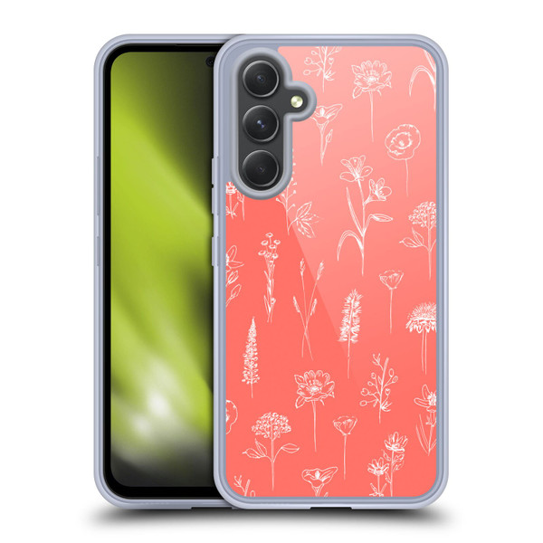 Anis Illustration Flower Pattern 2 Coral Soft Gel Case for Samsung Galaxy A54 5G