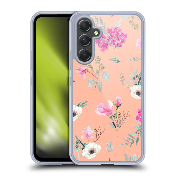 Anis Illustration Flower Pattern 2 Peach Soft Gel Case for Samsung Galaxy A54 5G