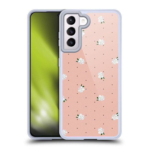 Anis Illustration Flower Pattern 2 Dots Soft Gel Case for Samsung Galaxy S21 5G & MagSafe