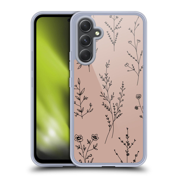 Anis Illustration Wildflowers Blush Pink Soft Gel Case for Samsung Galaxy A54 5G
