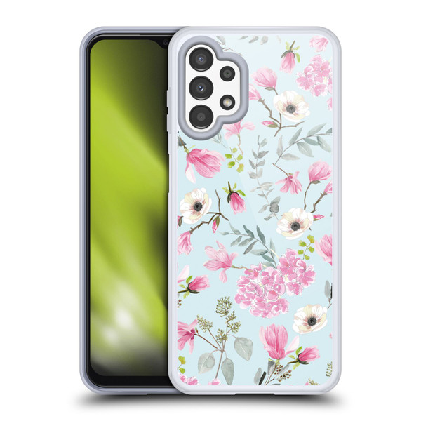 Anis Illustration Graphics Romantic Pattern Light Blue Soft Gel Case for Samsung Galaxy A13 (2022)