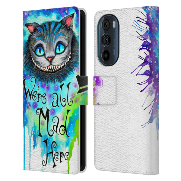 Pixie Cold Cats We Are All Mad Here Leather Book Wallet Case Cover For Motorola Edge 30