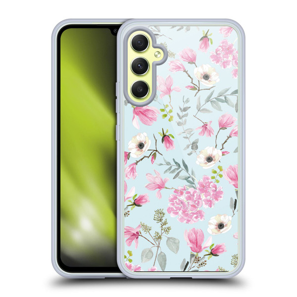 Anis Illustration Graphics Romantic Pattern Light Blue Soft Gel Case for Samsung Galaxy A34 5G