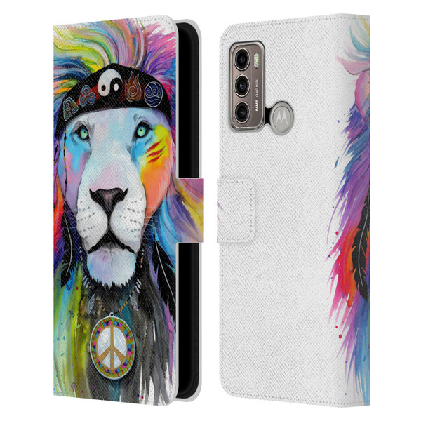 Pixie Cold Cats Hippy Lion Leather Book Wallet Case Cover For Motorola Moto G60 / Moto G40 Fusion