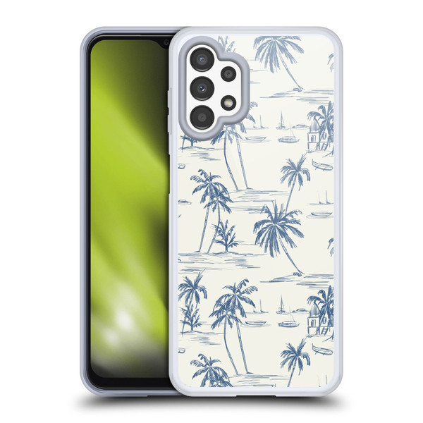 Anis Illustration Mix Pattern Blue Beach Bold Soft Gel Case for Samsung Galaxy A13 (2022)