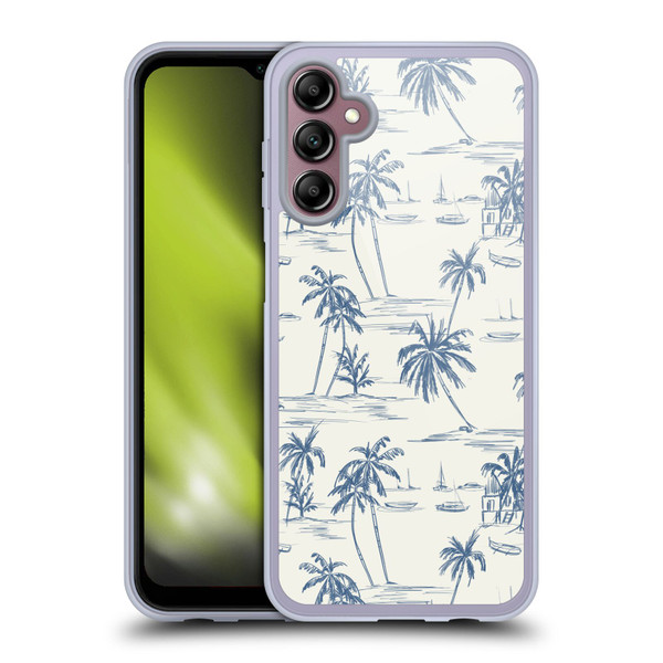 Anis Illustration Mix Pattern Blue Beach Bold Soft Gel Case for Samsung Galaxy A14 5G