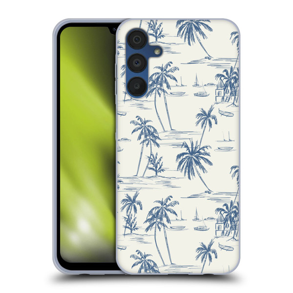 Anis Illustration Mix Pattern Blue Beach Bold Soft Gel Case for Samsung Galaxy A15 & MagSafe