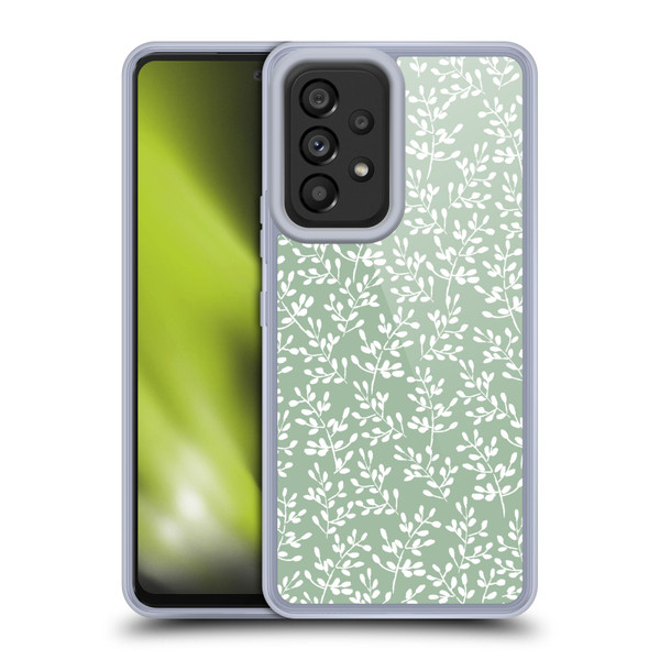 Anis Illustration Mix Pattern Tiny Leaves Green Soft Gel Case for Samsung Galaxy A53 5G (2022)
