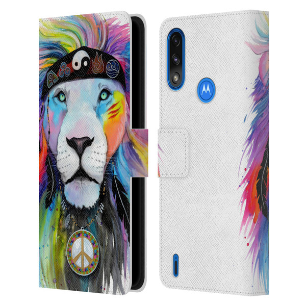 Pixie Cold Cats Hippy Lion Leather Book Wallet Case Cover For Motorola Moto E7 Power / Moto E7i Power