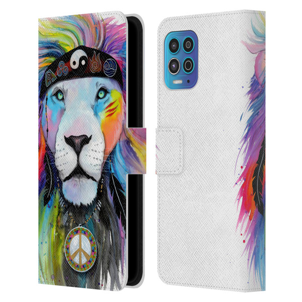 Pixie Cold Cats Hippy Lion Leather Book Wallet Case Cover For Motorola Moto G100