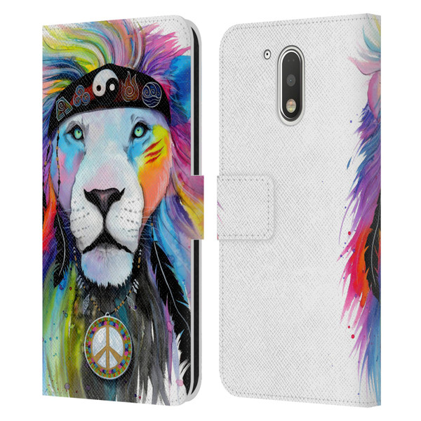 Pixie Cold Cats Hippy Lion Leather Book Wallet Case Cover For Motorola Moto G41